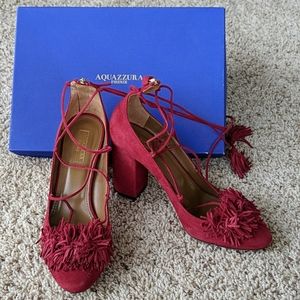 Wild Thing Fringed Suede block heel Pumps